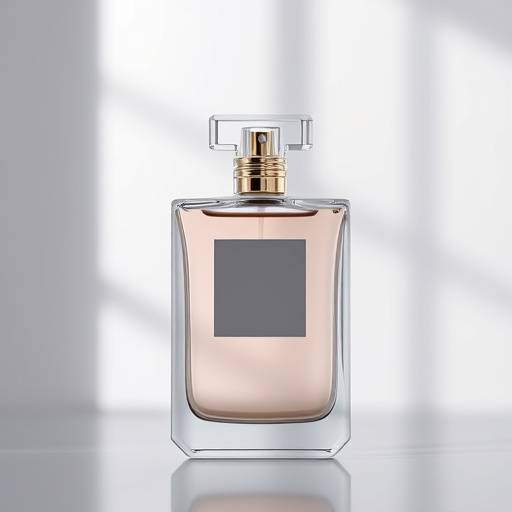 Fotografia de um frasco de perfume elegante em um fundo minimalista e sofisticado.