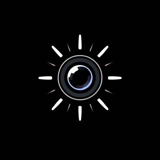 Logotipo da Luz & Foco Fotografia – Uma lente estilizada com raios de luz.