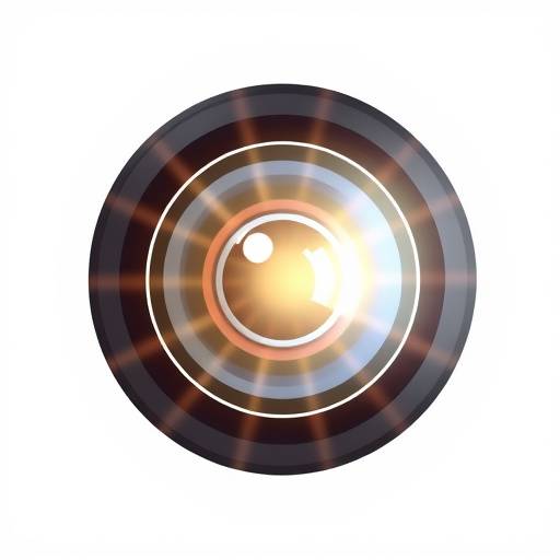 Logotipo da Luz & Foco Fotografia – Uma lente estilizada com raios de luz.